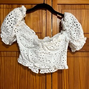 For Love & Lemons cropped white top